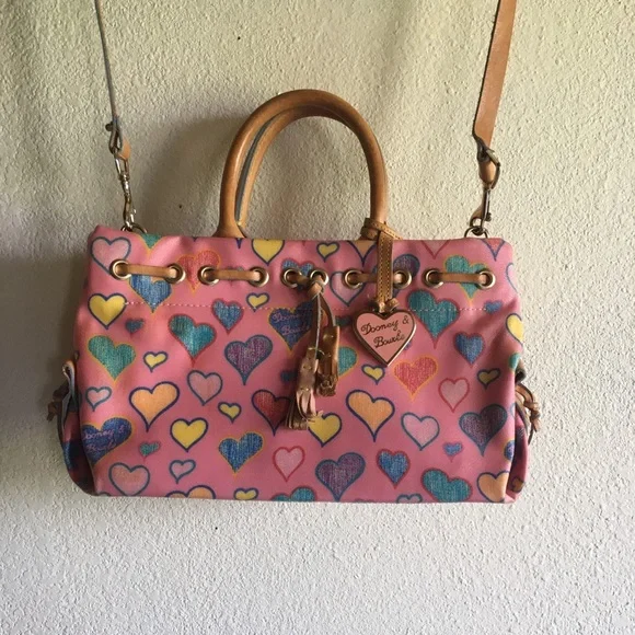 Vintage dooney bourke pink colorful heart bag